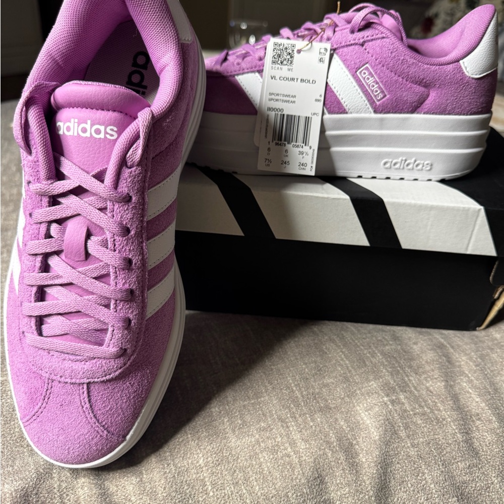 NWT Adidas VL Court Bold Platform Sneakers Purple Size 7.5 - Picture 2 of 8